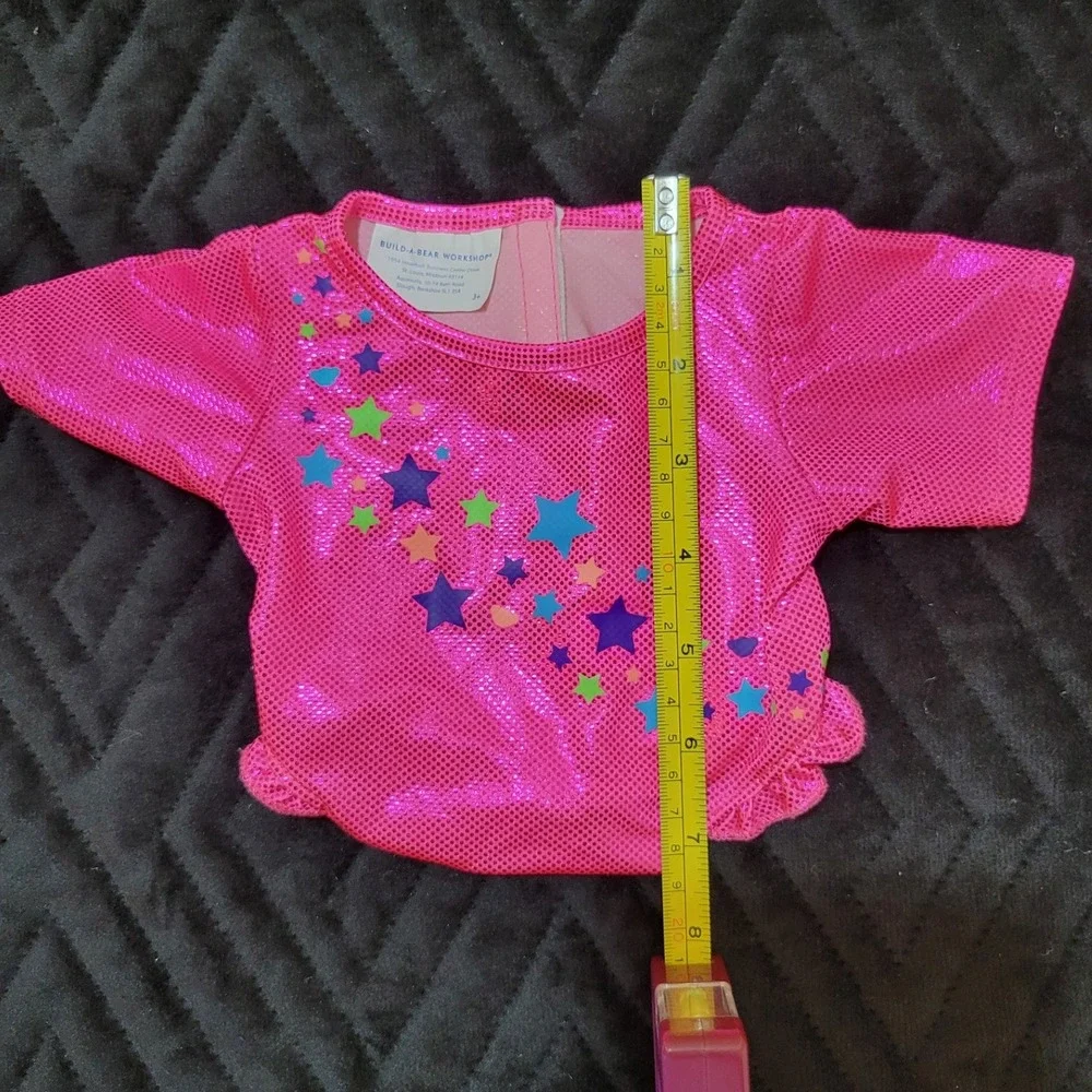 Build-A-Bear Workshop Pink Metallic Star Print Ruffle Leo Plush Stuffed Animal